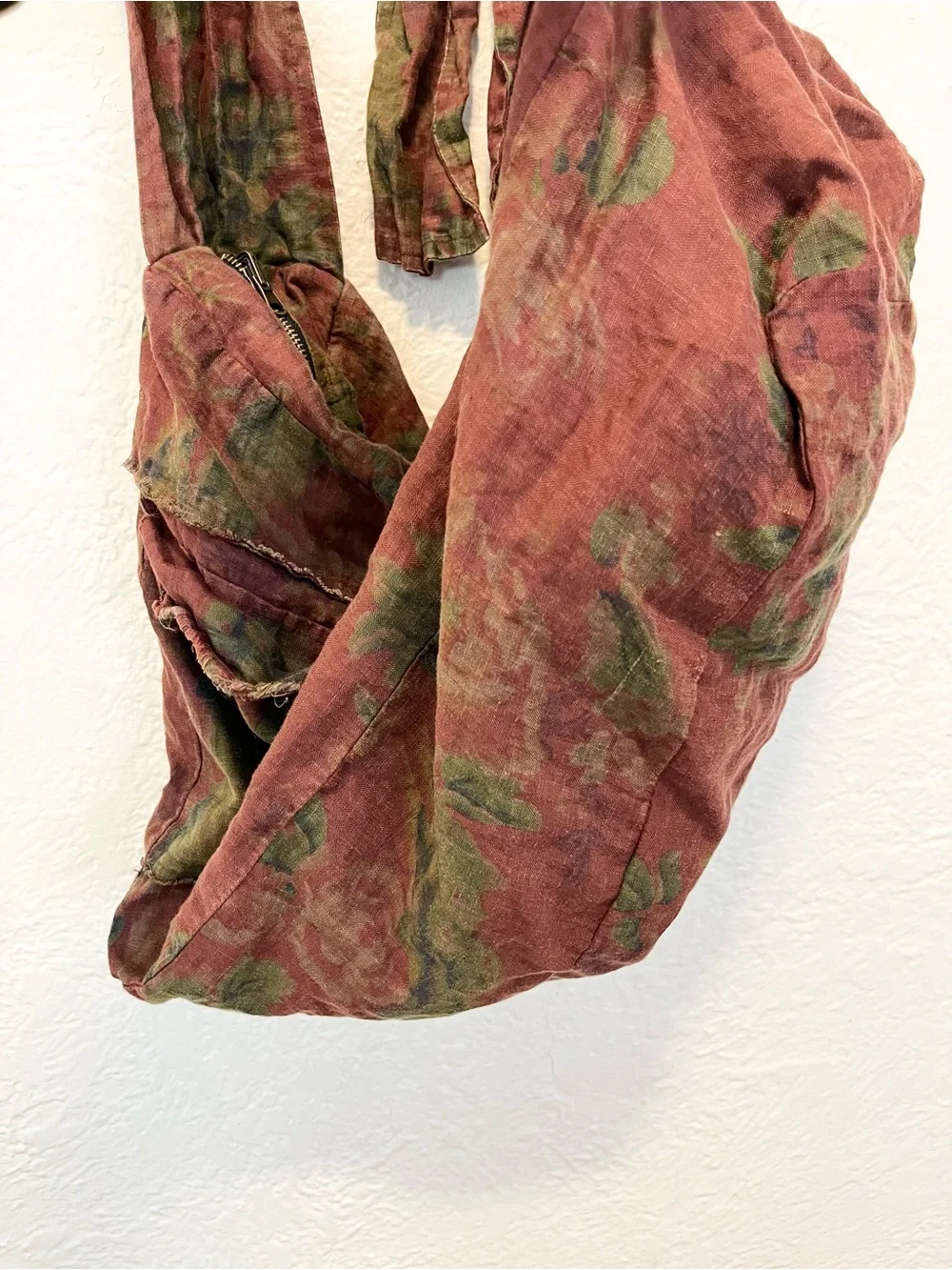Large Hobo Bag Boho Bohemian Brown Green Floral Farmhouse Peasant
